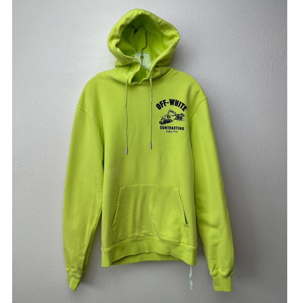 Off-White Contracting Graphic Print Hoodie Lime/Yellow Unisex S